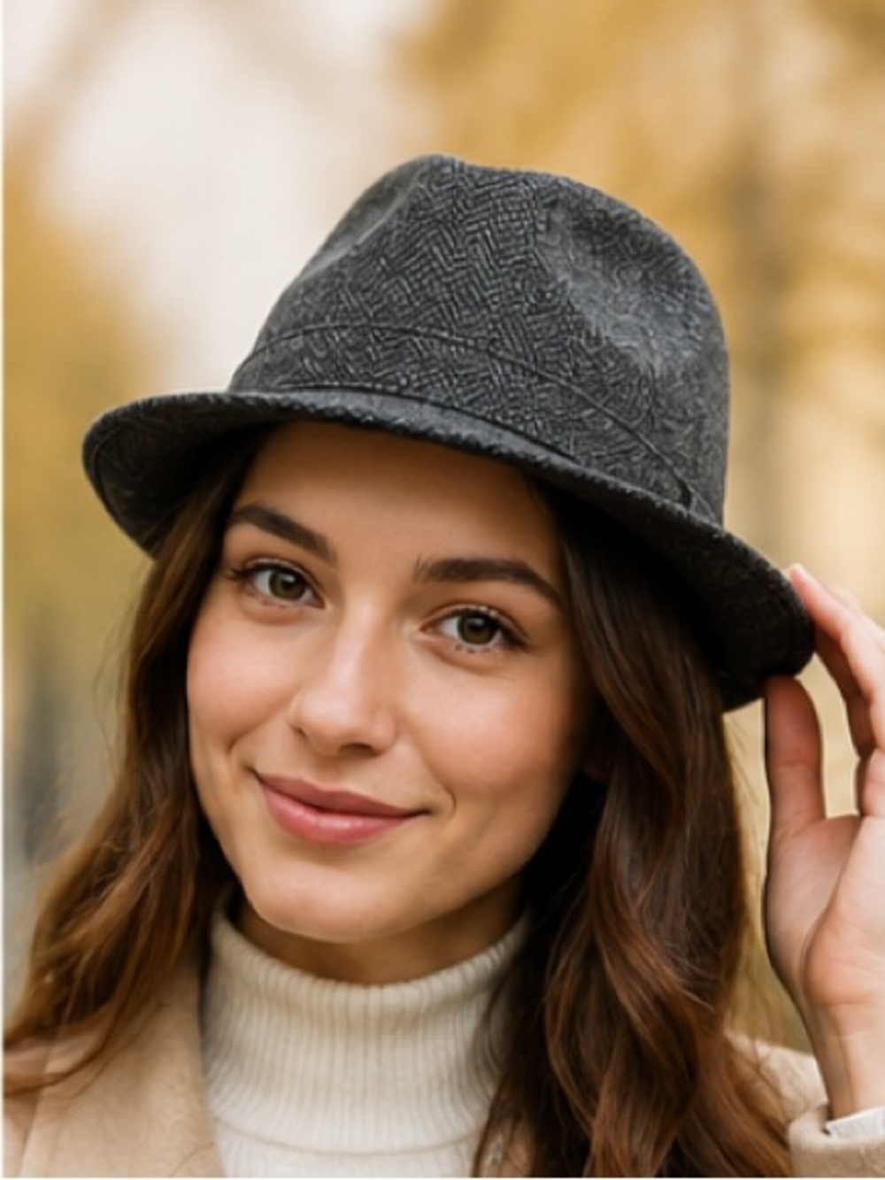 Dunn & Co Wool Fedora Hat Gray Herringbone Size 7 Classic Vintage Unisex EUC